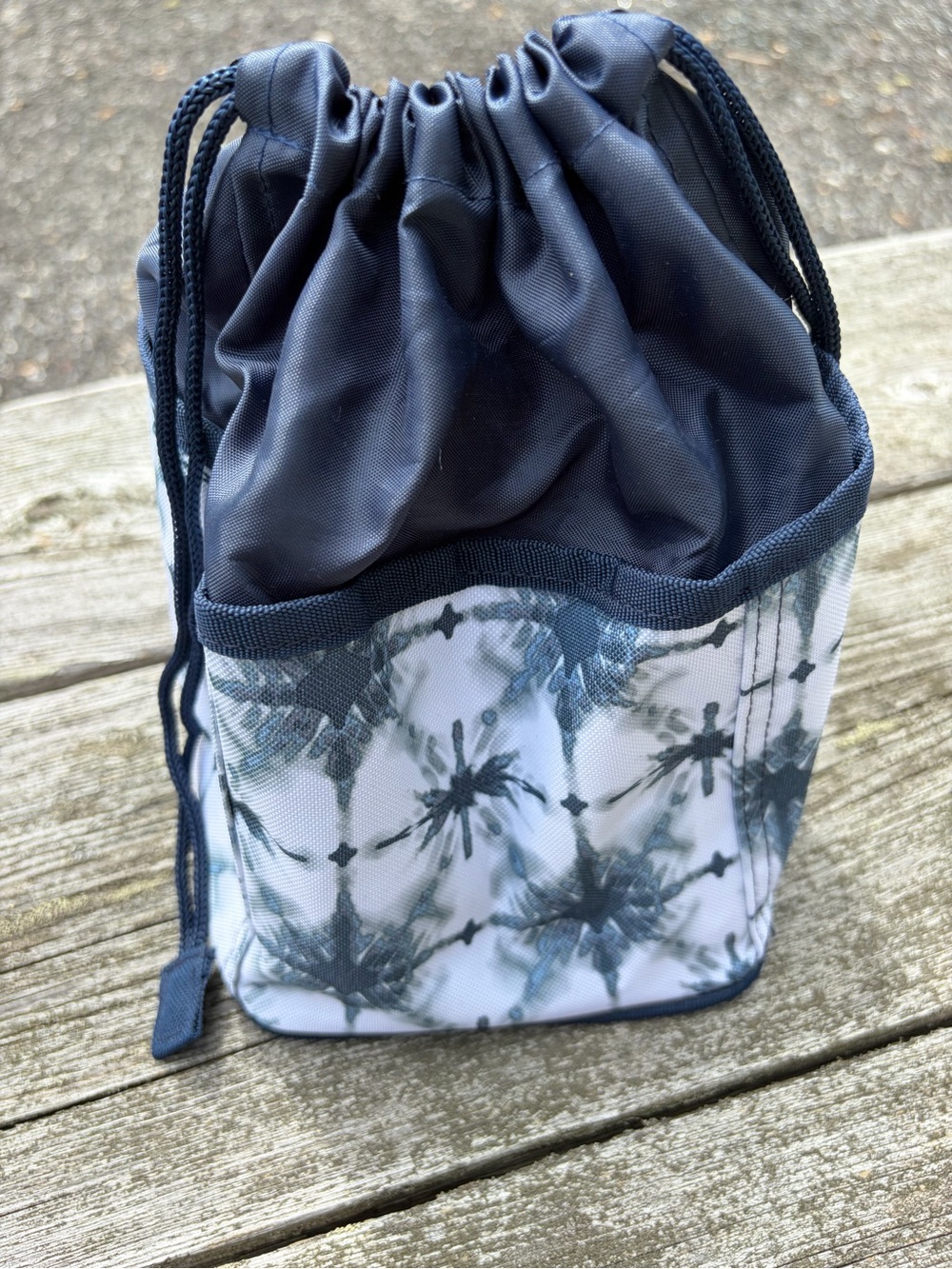 Navy Tie-Dye & charcoal drawing Pouch Bag